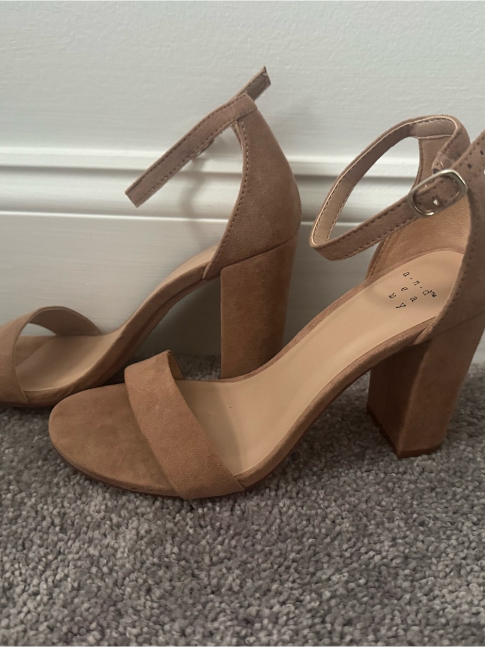 a new day Tan Suede Block Heel Sandals with Ankle Strap - Picture 2 of 3